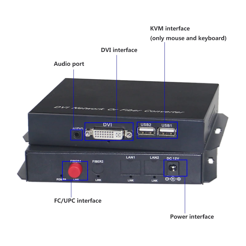 DVI к волокно конвертер extender 1080 p DVI видео аудио по волокно оптический Трансмиссия до 20 км