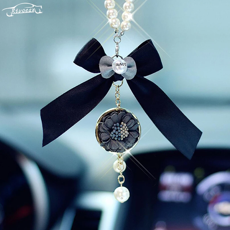 

Car Pendant Fashion Bow-knot Flower Decoration Hanging Ornament Charm Automotive Interior Rear View Mirror Suspension Trim Gift