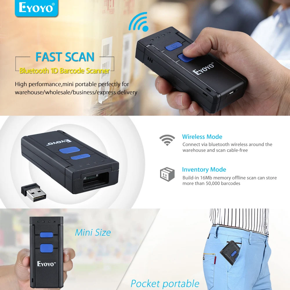EYOYO MJ-2877 البسيطة الباركود ماسحة 1D 2.4G اللاسلكية الباركود ماسحة لنظام أندرويد IOS ويندوز ماسح مزود بتقنية البلوتوث EYOYO MJ-2877 البسيطة الباركود ماسحة 1D 2.4G اللاسلكية الباركود ماسحة لنظام أندرويد IOS ويندوز ماسح مزود بتقنية البلوتوث