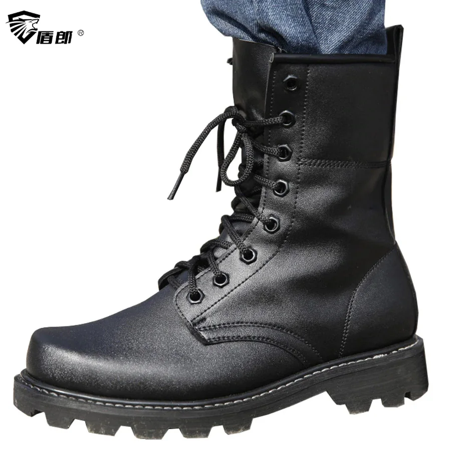 

Men Military Tactical Boots Autumn Leather Black Special Force Botas Ankle Combat Boots Safety Work Shoes Army Motorcyble Boots
