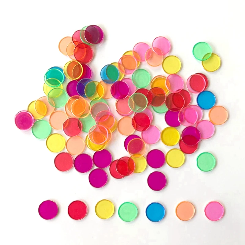 100pcs/bag 7 Colors Amazing Transparent Round Sheet Tiles Baby Toys for Counting With Montessori educational Learning Aid Toys 100pcs/bag 7 Colors Amazing Transparent Round Sheet Tiles Baby Toys for Counting With Montessori educational Learning Aid Toys