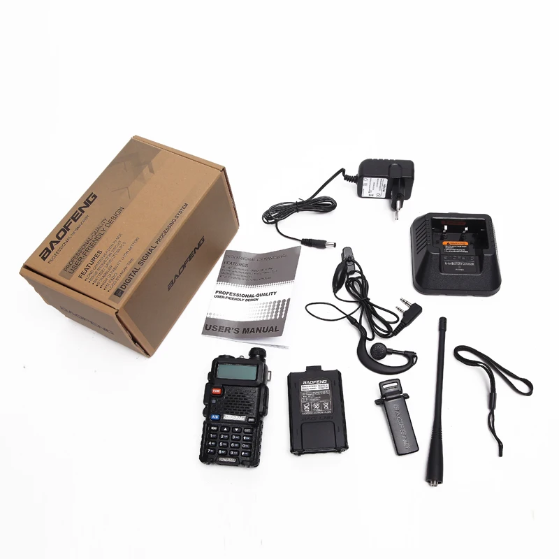 2 шт Baofeng UV-5R Walkie Talkie Портативный радиостанции 5 Вт 128CH УКВ двухдиапазонный UV5R двухстороннее радио для охоты Любительское радио, Си-Би