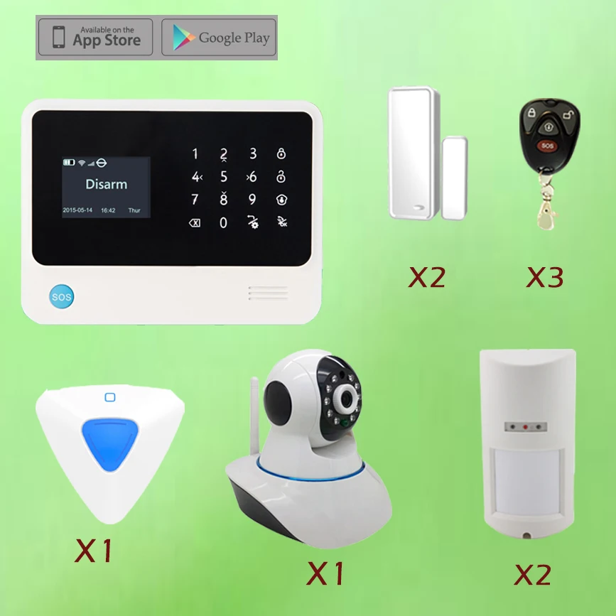 

Touchscreen English,Spanish,French,Russian,Dutch Menu Switchable APP Controlled WIFI GSM Alarme Systems G90B with WIFI IP Camera