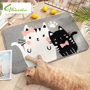 

Indoor Outdoor Welcome Carpet Anti Slip Kitchen Mat Flannel Rugs Water Absorb Doormat for Entrance Cartoon Cats Tapetes Mats