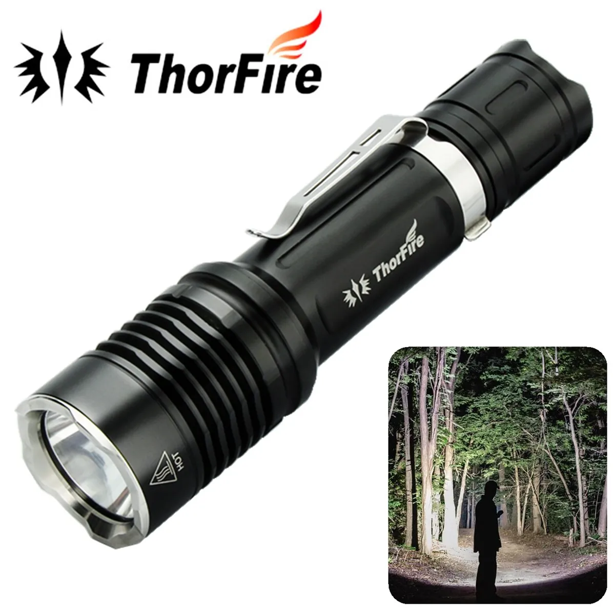 

ThorFire VG10S XPL2 Ultra Bright Tactical LED Flashlight 1100LM 5 Modes Camping Hiking Hunting torch 18650 battery
