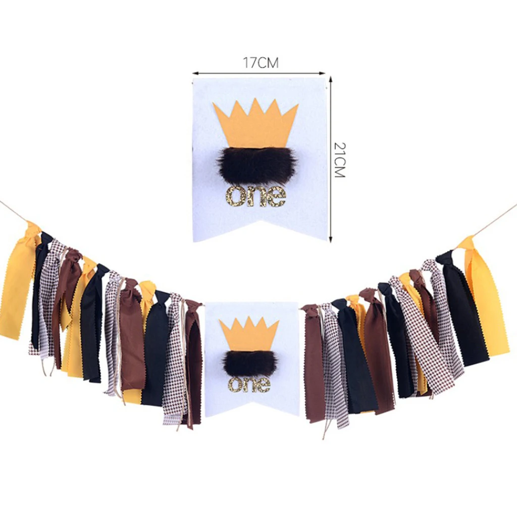 Crown ONE Bunting Banner Tissue Paper Tassel Bunting Garland Pom Poms Birthday Party Hanging Decor Photobooth Party Supplies