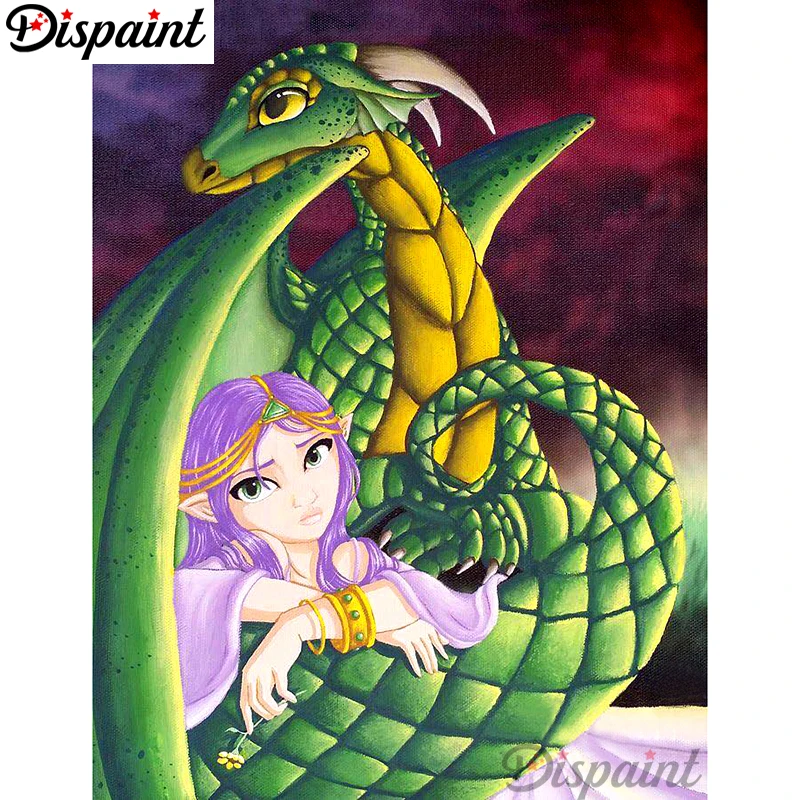 

Dispaint Full Square/Round Drill 5D DIY Diamond Painting "Beauty dragon" 3D Embroidery Cross Stitch Home Decor Gift A10114