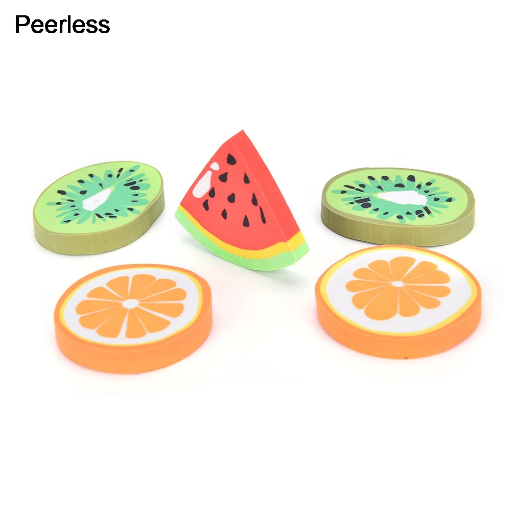 Peerless Mini Easer Cartoon Watermelon Orange Kiwifruit Fruit Shape Pencil Eraserin Eraser from