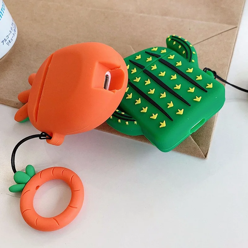 Cute Cactus Silicone Bluetooth Wireless Earphone Case For AirPods Protective Cover Skin Accessory For Apple Airpods Charging Box
