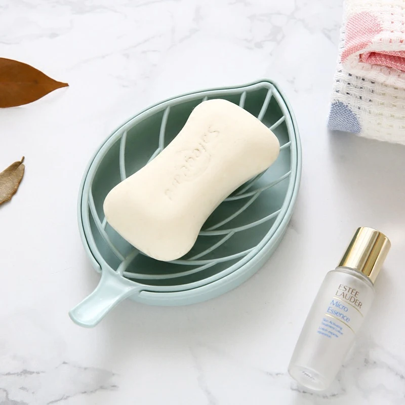 

Cute Bathroom Shower Soap Holder Household Storage Soap Box Leaf Shape Soap Box Dish Storage Plate Tray Holder
