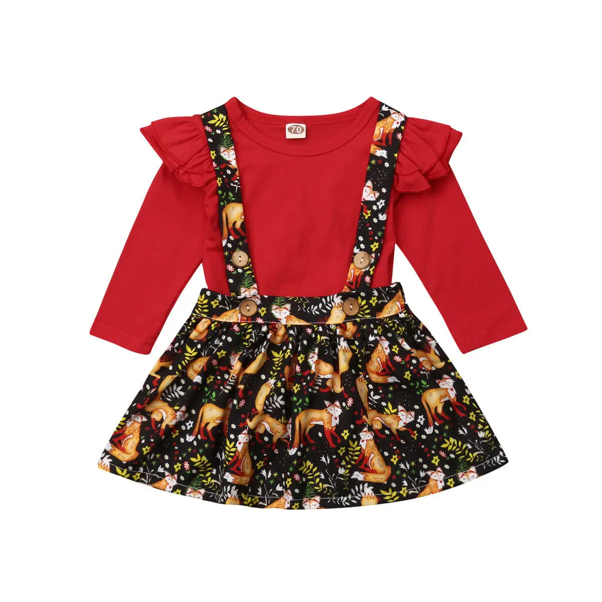 Newborn Kids Baby Girl Fox Clothes Set Fashion Fly Long Sleeve Bodysuit