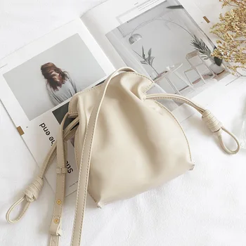 

L'OMBRE Bucket Bags PU Leather Shoulder Bags Drawstring Tote Bags Messenger New 2019 Summer Lady Style