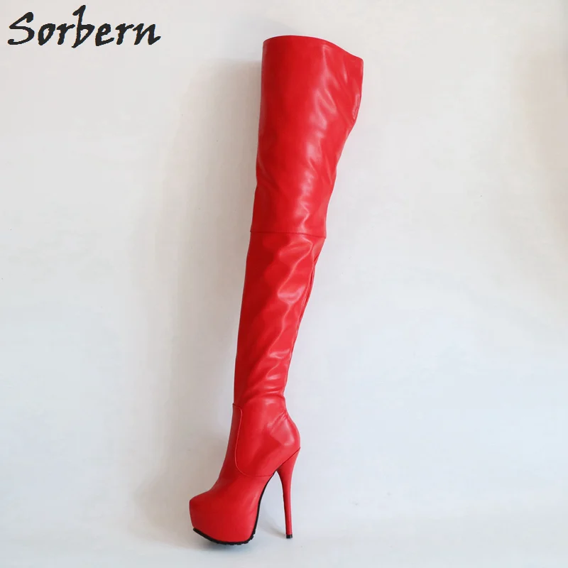 Sorbern Fashion Red Thigh High Boots 