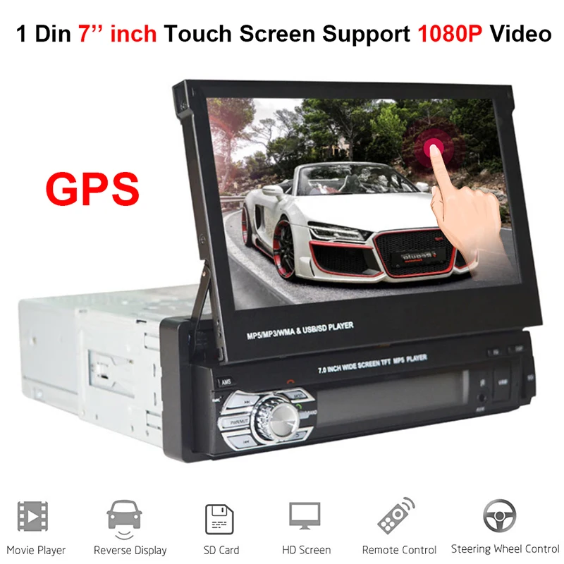 

1 Din GPS 7'' HD Screen Car Central Multimidia Multimedia 1Din Bluetooth Auto Radio MP3 MP5 SD AUX Music Video Player Autoradio