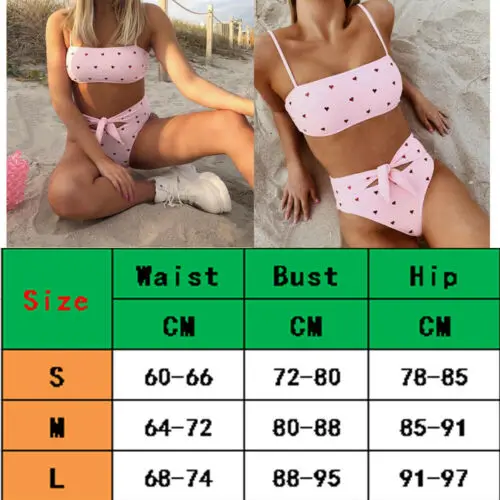 Sexy mujer alta cintura Push Up Bikinis conjunto acolchado corazón traje de baño