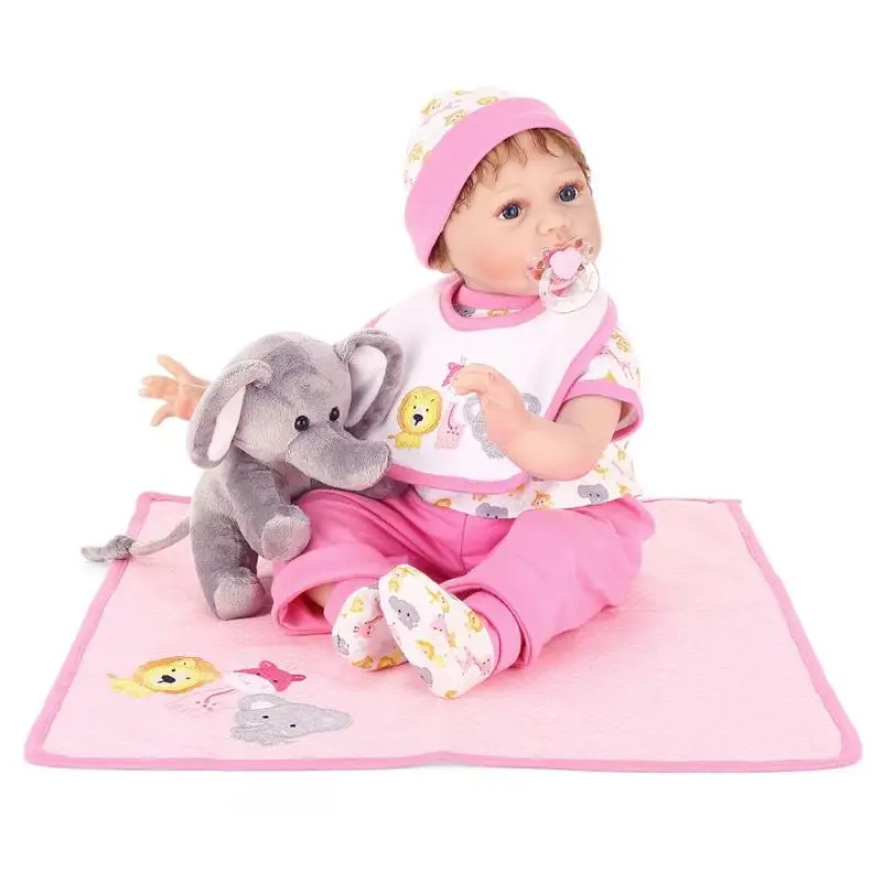 

55cm Realistic Simulation Baby Reborn Doll Soft Silicone Artificial Dolls Set with Cloth Elephant Toys Kids DIY Education Gift