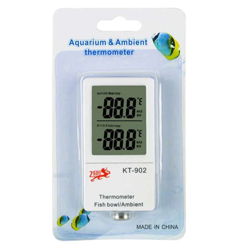 KT 902 LCD Double Display Digital Aquarium Thermometer Fish Tank Water