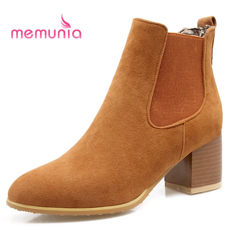 

MEMUNIA 2018 new arrive ankle boots for women sexy high heels fashion boots pointed toe winter boots plus size 32-43