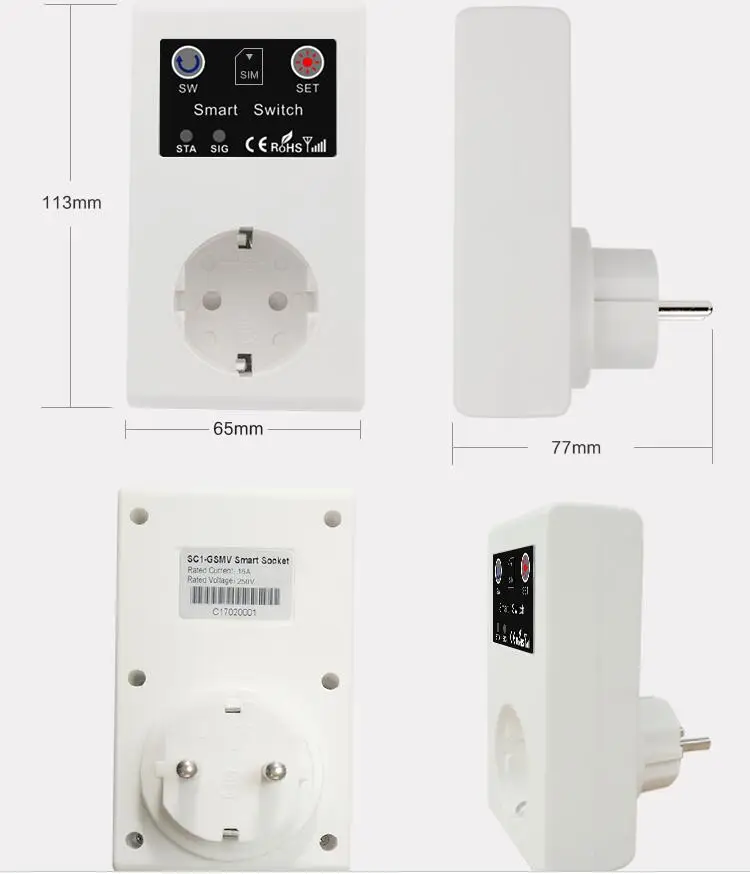 ЕС AU Великобритания Стандартный GSM переключатель сотового телефона Электрический беспроводной смарт-разъем SC1-GSM