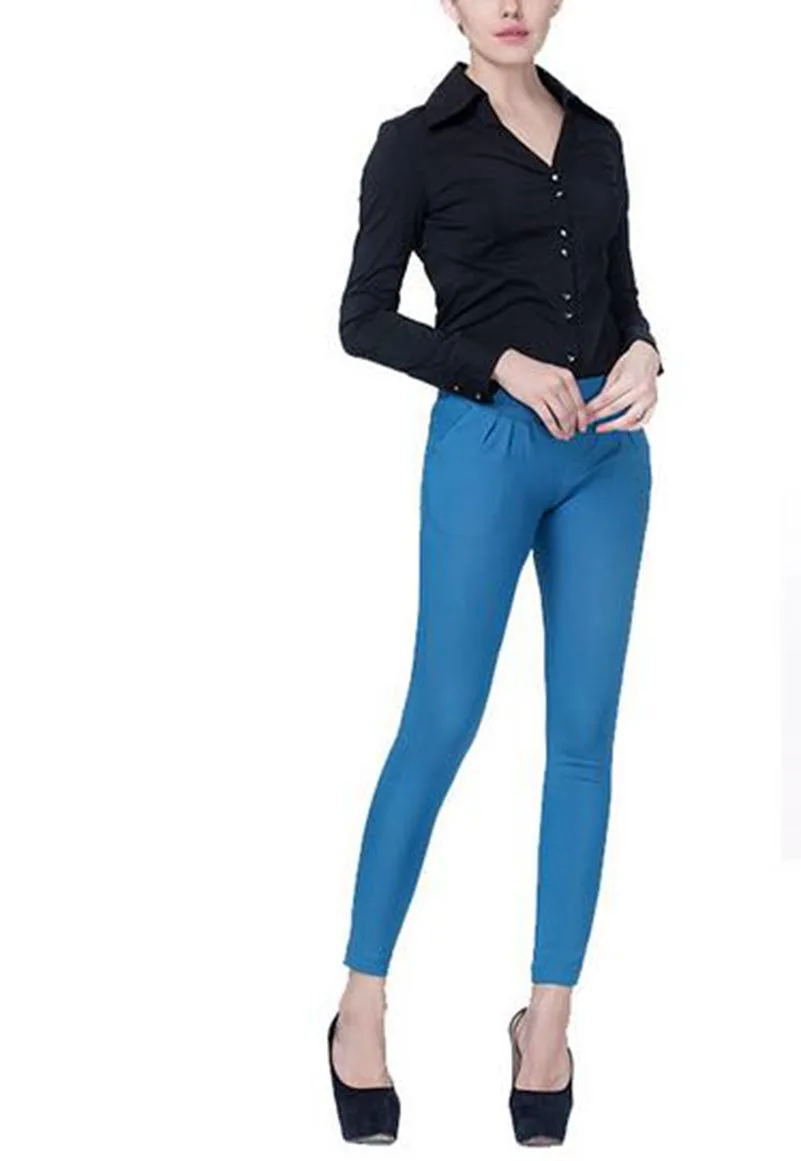 2016 Fashion Work Lady Blouses Office Women Tops Shirts Solid Black White Conjoined Shirt Pant