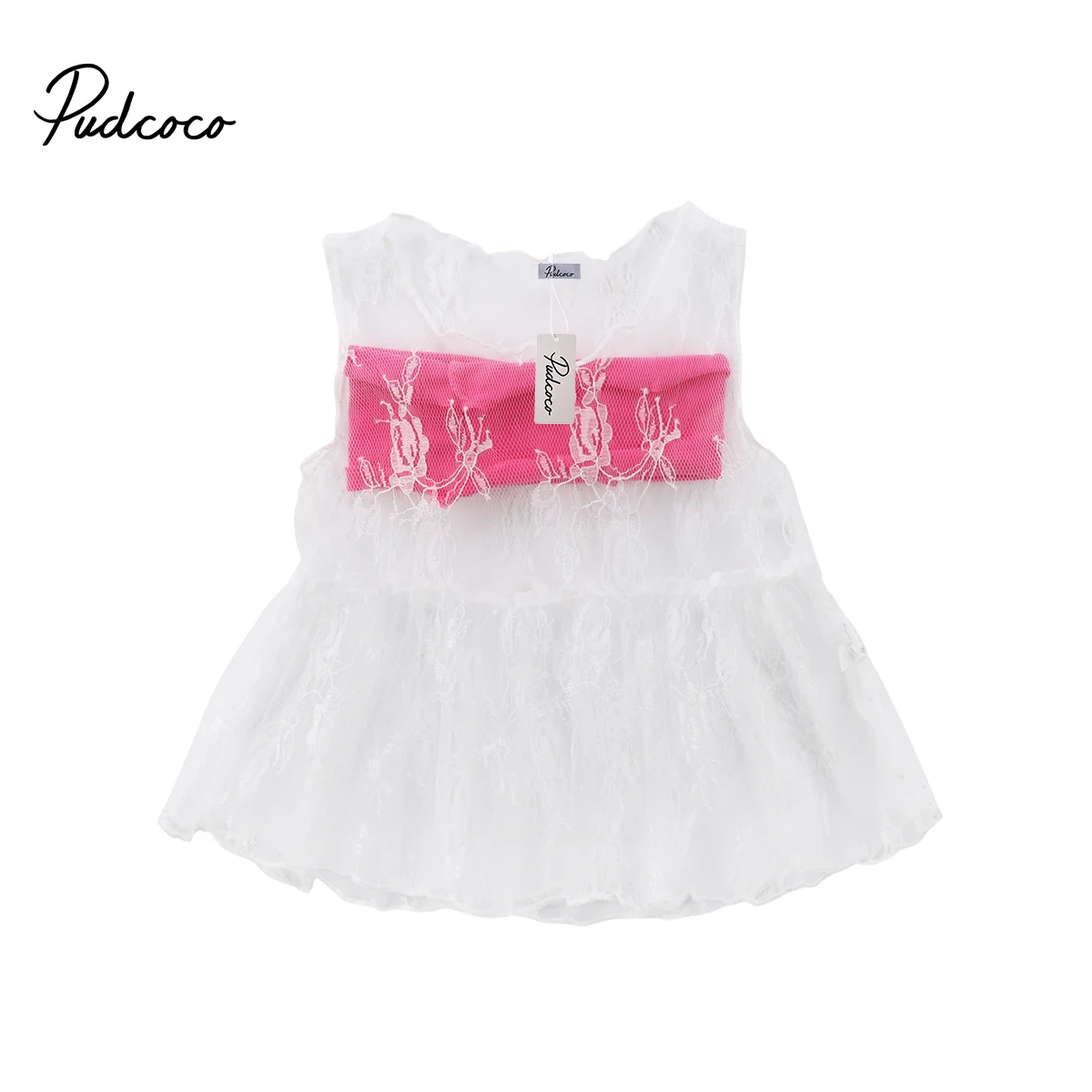 

Helen115 Lovely Kids baby girl clothes Summer Lace Perspective Sleeveless T-shirt Outfits 3M-3Y