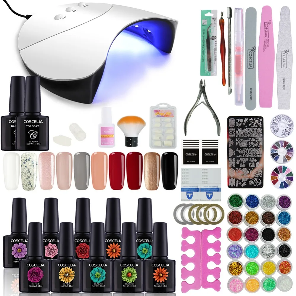 

COSCELIA 36W UV LED Lamp Full Nails Tools Set Soak Off Nail Gel Polish Nail Art Manicure Kit Gel Varnish DIY Kits For Manicure