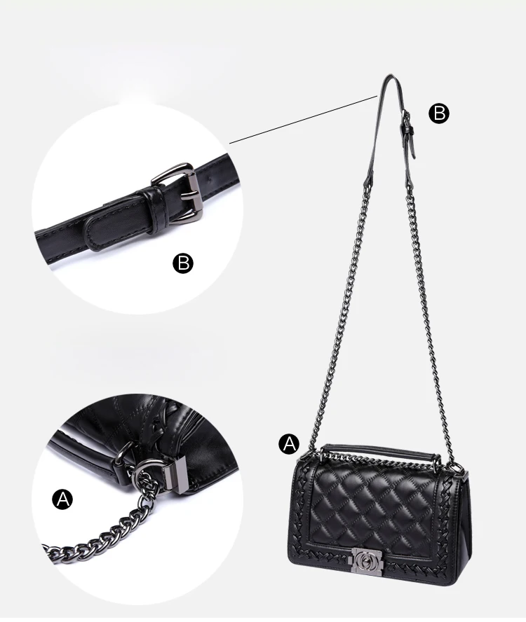 حقيبة للنساء حقائب يد جلدية 2018 أزياء العلامة التجارية مصمم شعرية حقائب كتف عارضة مبطن سلسلة شنطة يد سوداء الأعلى مقبض حقيبة