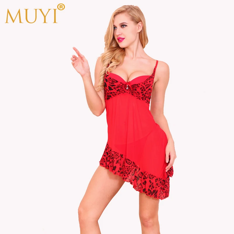 

Lingerie Woman Sexy Babydoll Sleepwear Leopard Nightdress Plus Size Baby Doll Sexy Lingerie Lace Negligee Hot Exotic Apparel