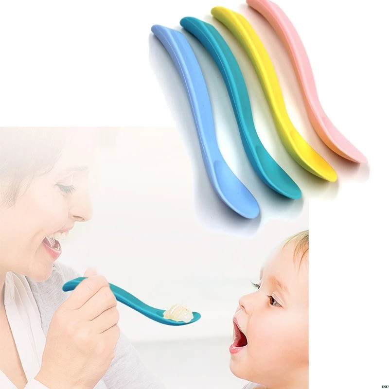 Детская Мягкая силиконовая ложка, пищевые ложки для кормления детей, безопасная посуда, Обучающие ложки для младенцев