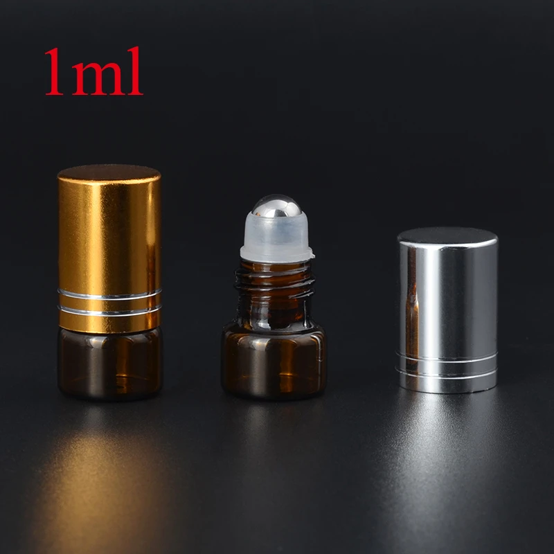 

MUB - 5PCS One Pack 1ml 2ml 3ml Thin Glass Roll on Bottle Sample Test Roller Essential Oil Vials with Stainless Steel Ball