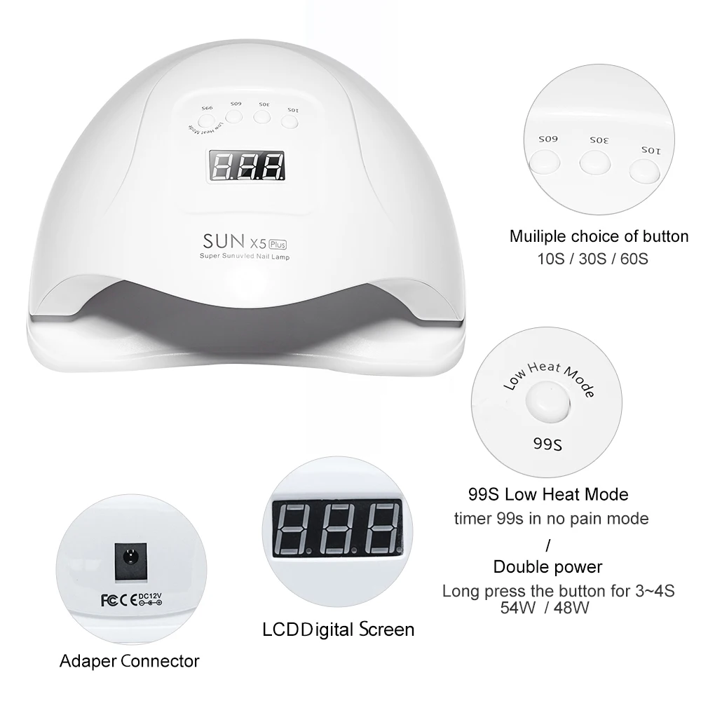 ROHWXY 72 Вт/54 Вт SUN X5 УФ светодиодный гель-лампа для ногтей Сушилка для ногтей светодиодный дисплей лампа для маникюра Сушилка для ногтей инструмент для дизайна Гель-лак отверждаемая лампа