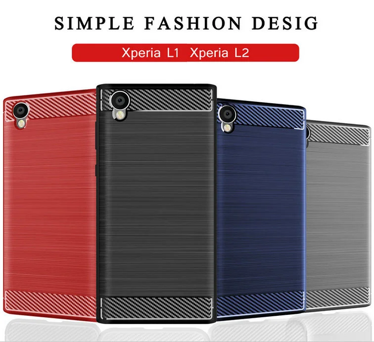 

For Sony Xperia L1 Case Silicone Rugged Armor Carbon Fiber Soft Brushed TPU Back Cover For Sony Xperia L2 Case Fundas Capa
