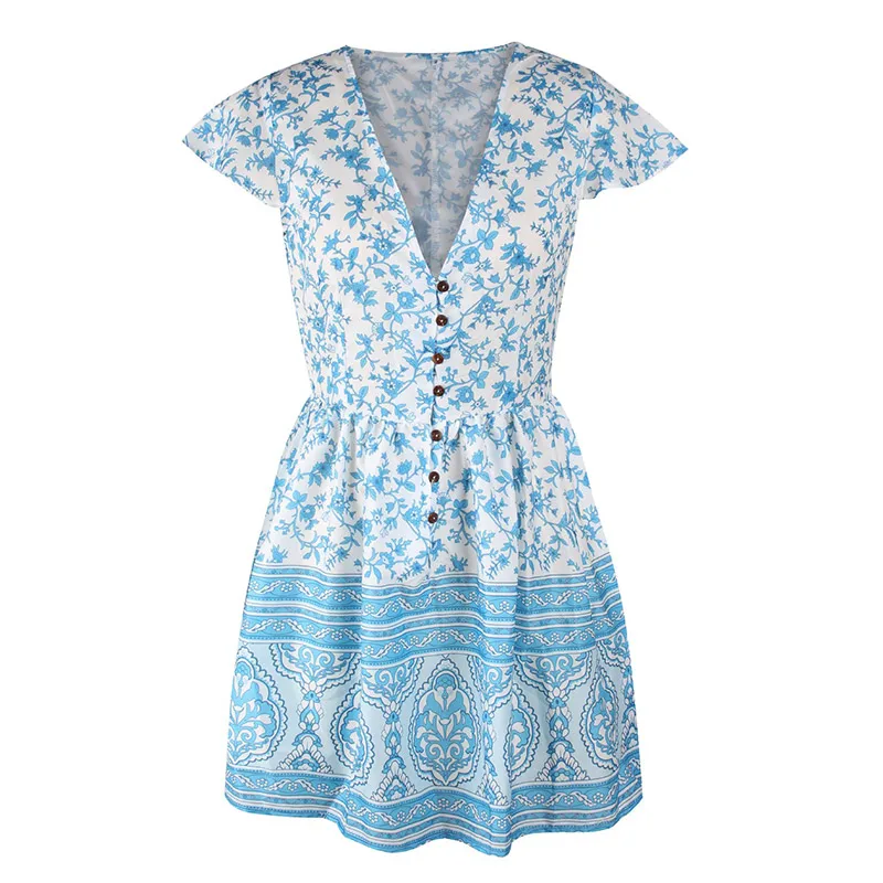 Forefair Retro Boho Dress Mini Summer (9)