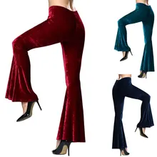 Women Velvet Bell Bottom High Waist Flared Basic Pants Flare Casual Wide Leg Pants Solid Plus Women Velvet Bell Bottom High Waist Flared Basic Pants Flare Casual Wide Leg Pants Solid Plus