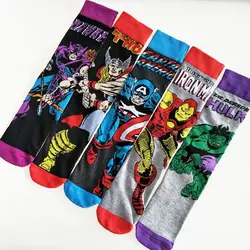 Marvel Железный человек печать носки для девочек Халк Тор Капитан Америка уличной моды индивидуальный Новинка для мужчин happy пот абсорбент