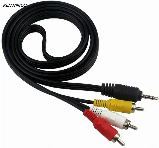 

KEITHNICO 1PC 3.5mm Jack to 3 RCA Male Plug Adapter Audio Converter Cable DVD Video TV AV Speaker Cable Wire Cord 150CM