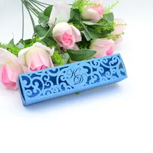 Роскошная Арабская Цветочная форма на заказ Тиффани синяя блестящая бумага внутренняя бумага лазерная резка свадебные коробки