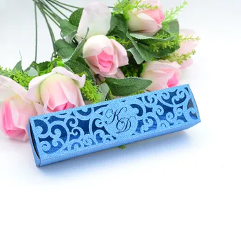 

Luxury Arabic flower shaped custom Tiffany blue glitter paper inner paper card laser cut wedding boxes