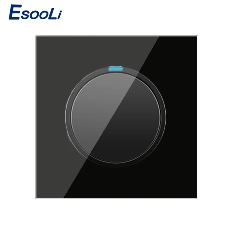 Esooli, 1 комплект, 1 способ, случайное нажатие, вкл/выкл, настенный светильник, переключатель с светодиодный индикатором, рыцарь, черный кристалл, закаленное стекло, панель - Цвет: Черный