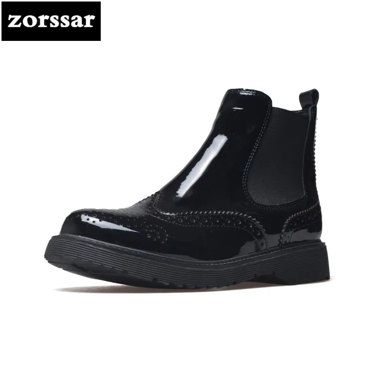 {Zorssar} Genuine Leather flat ankle boots women Martin boots 2018 winter warm shoes womens Chelsea boots botas mujer invierno pathfind women genuine leather ankle boots zapatos mujer handmade martin timber shoes tooling 2018 womens outdoor western botas