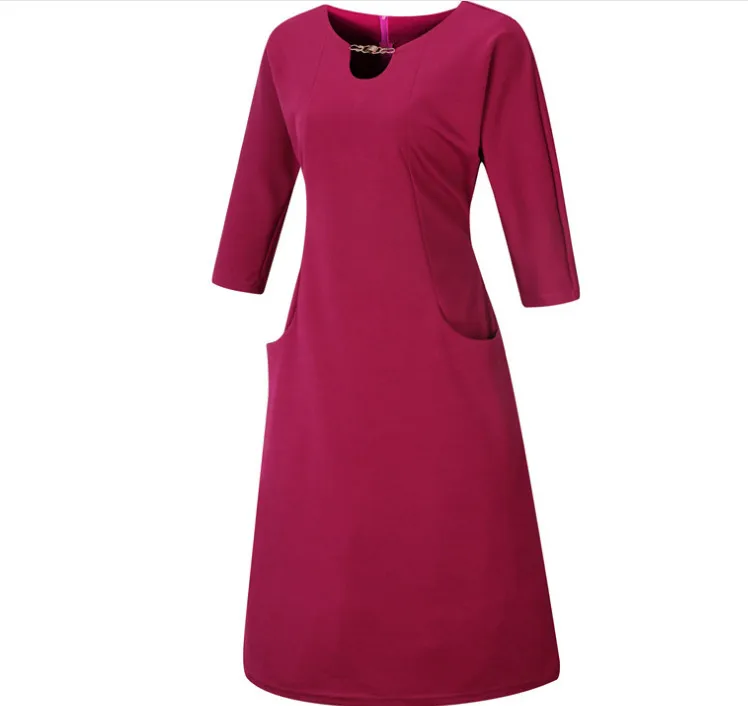 Большие размеры 6XL, женское летнее платье, 5XL, прямые, до колена, с карманами, с блестками, для работы, платья, большие размеры, красные, синие, вечерние ouc941 - Цвет: red