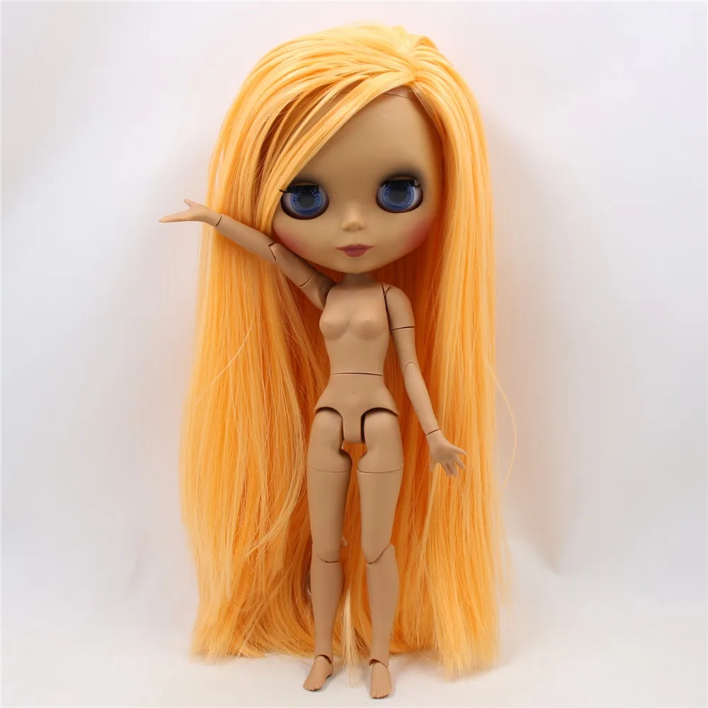 Neo Muñeca Blythe con cabello naranja, piel oscura, cara mate y cuerpo articulado de fábrica 4