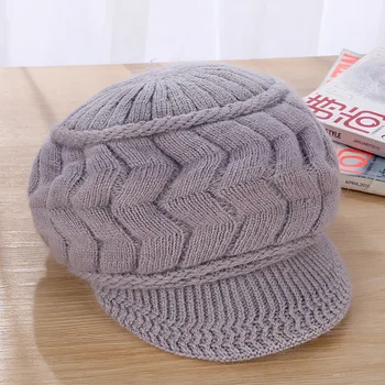 

Women Solid Grey rabbit hair Autumn Winter skullies Hat fashion warm beanies hats female casual adult rabbit caps