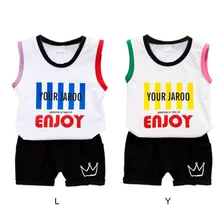 2Pcs/Set Summer Baby Boys Casual Sleeveless Letter Print Vest T-shirt Tops+Shorts Costume Set boys tiger print vest with ornate print drawstring shorts