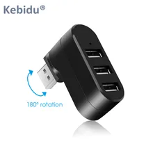 Kebidu USB Hubs 180 Degree Rotation High Speed 3 Ports USB HUB 2.0 Multi USB Splitter Adapter for Notebook/Tablet Computer PC