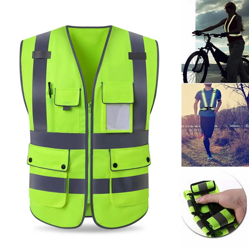 

MoneRffi 2019 Men High Visibility Reflective Vest Multi Pockets Workwear Road Working Clothes Outdoor Reflective Safety Vests
