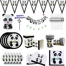 Bonito panda tema festa de aniversário decorações crianças placa guardanapos copo balões aniversário casamento para chá de fraldas suprimentos