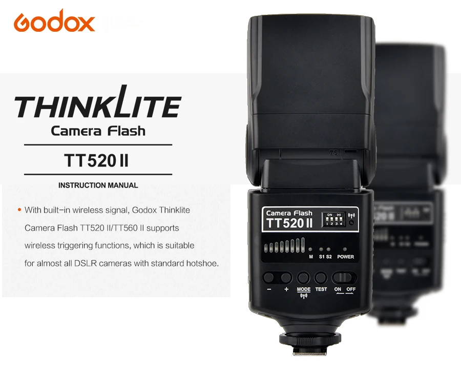 Godox TT520II Вспышка Speedlite со встроенным 433 МГц беспроводным сигналом+ набор цветных фильтров для Canon Nikon Pentax Olympus DSLR камер