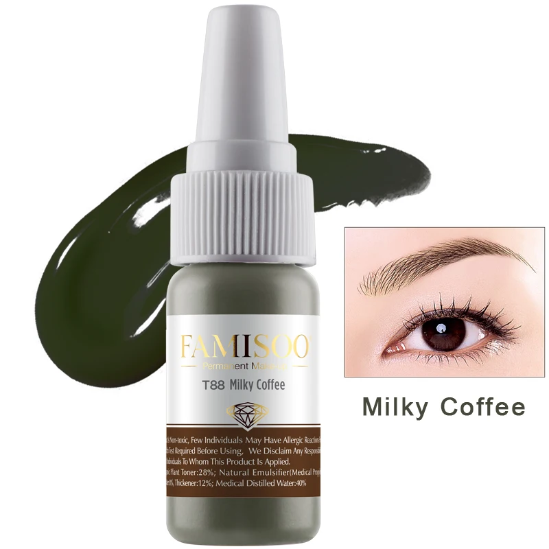 

FAMISOO T88 Milky Coffee Tattoo Ink Permanent Makeup Eyebrow Eyeliner Pigment Used For Manual Pen or Permanent Makeup Machine