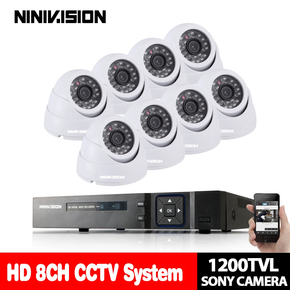 Камера видеонаблюдения NINIVISION 8 каналов 1080P HDMI 1200TVL 720P HD|Система наблюдения| |